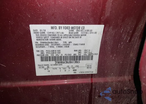 2018 Ford Flex Sel from USA, damaged, VIN 2FMHK6C86JBA13865